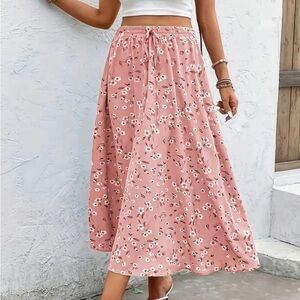 Floral Print Drawstring Waist Fit Skirt